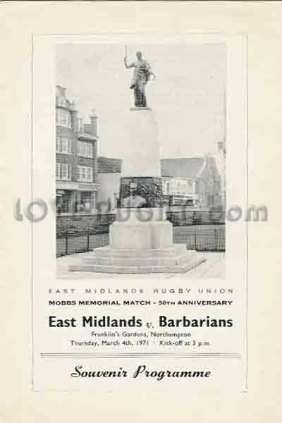 1971 East Midlands v Barbarians  Rugby Programme